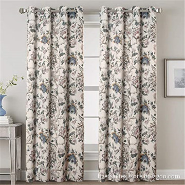 Traditional Floral Pattern Printed Curtains For Living Room